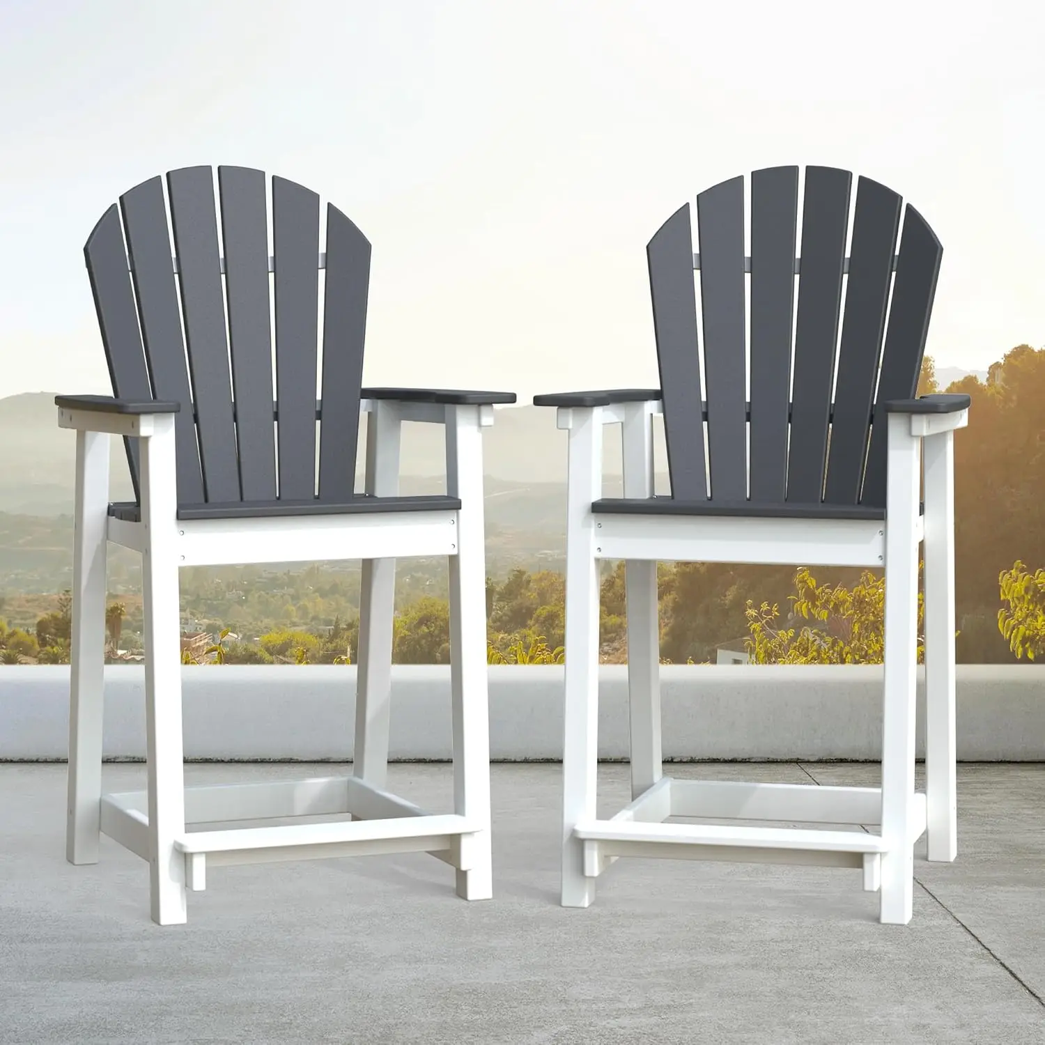 

Tall Adirondack Chairs Set of 2, Patio Chairs with 5" Widened Armrests and Footrest, HDPE Weather Resistant Adirondack