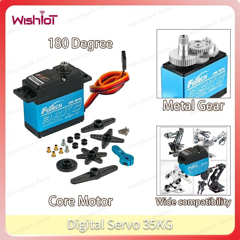 

Feetech Digital Servo 35KG Steel Gear Core Motor 180 Degree High Torque 4-8.4V Servos for DIY Robot Aircraft Car Robot Model Toy