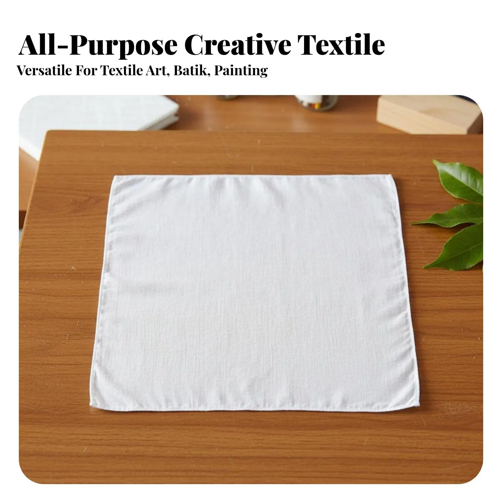Reusable Cotton Handkerchief White Blank for Painting and Leaf Printing Absorbent Square Cloth for Home Desk or Travel Pocket