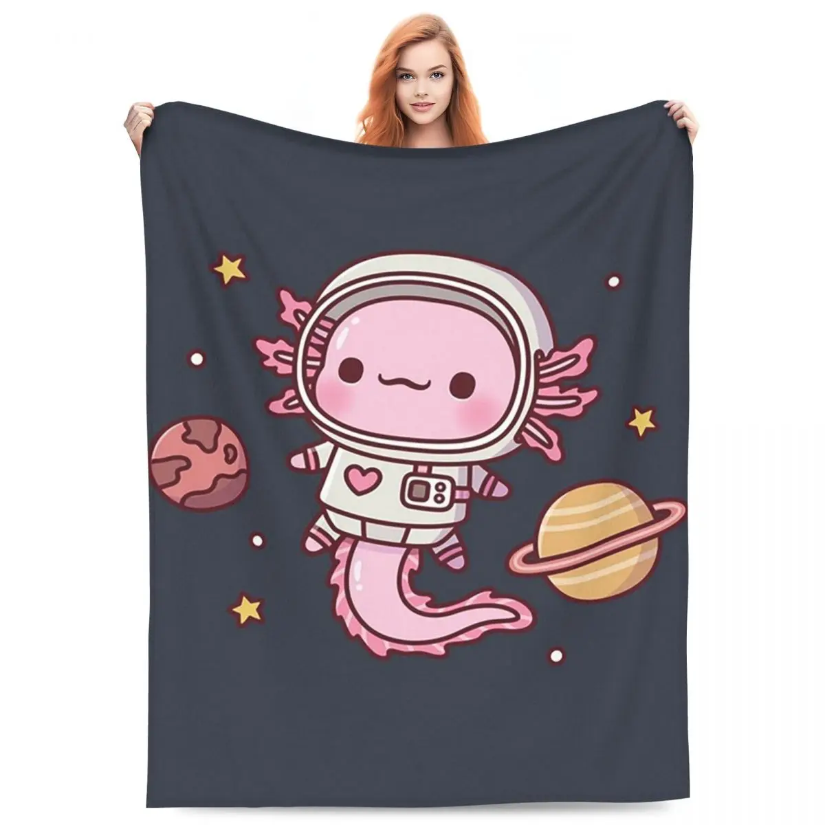 Kawaii Axolotl Mexican Salamander Blankets Fleece Sofa Throw Blanket Super Soft for Home Bedroom Outdoor Throws Bedspread Quilt