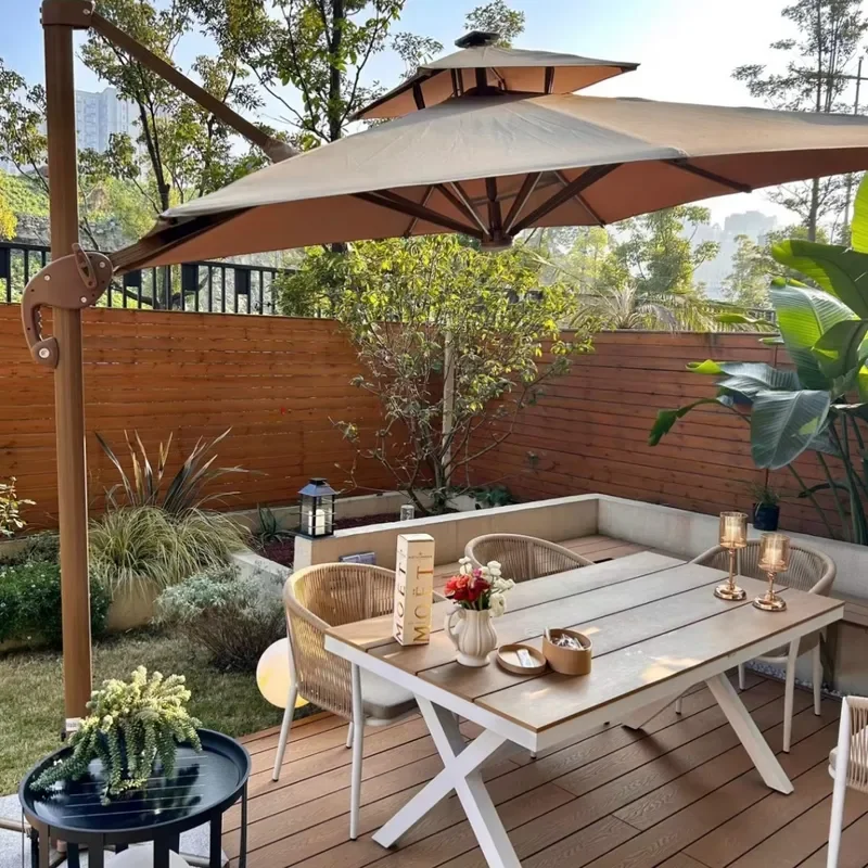 for Nordic Outdoor Rattan Table and Chair Set Waterproof Sunproof Dining Furniture for Courtyard Villa Garden Patio