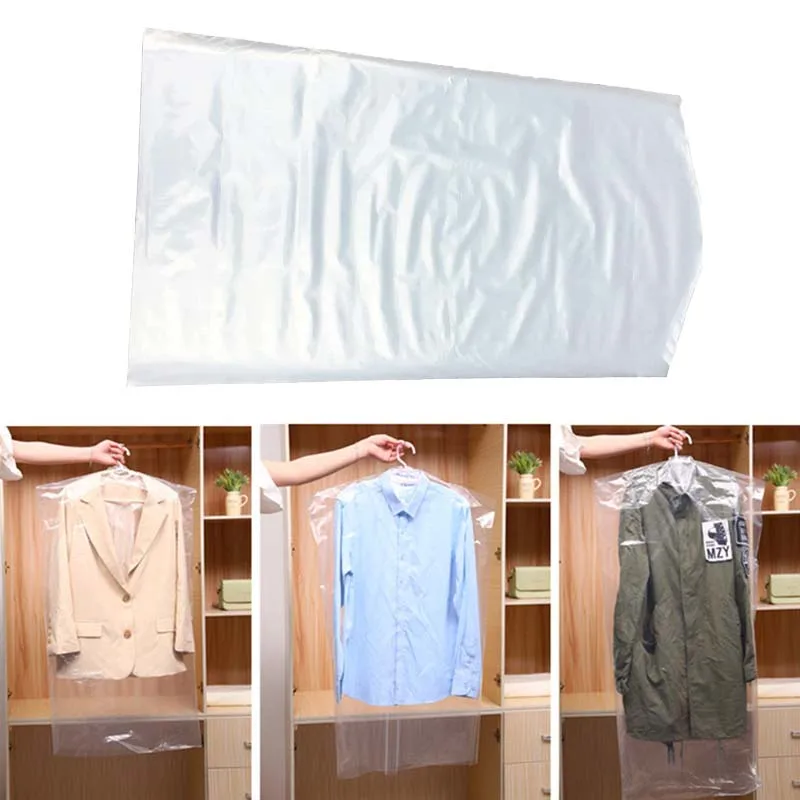 50pcs Garment Covers Clothes Hanging Dust Cover Suit Dress Clear Dust Proof Plastic Protector Bag Household Shop Disposable