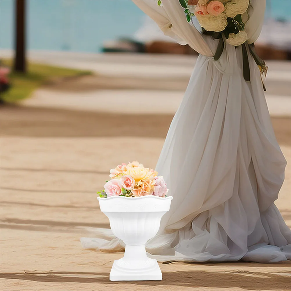 

1pc Roman Flower Plastic Wedding Decorative Planter Decorative Plant Holder Vase White European Style Home Garden Indoor Outdoor