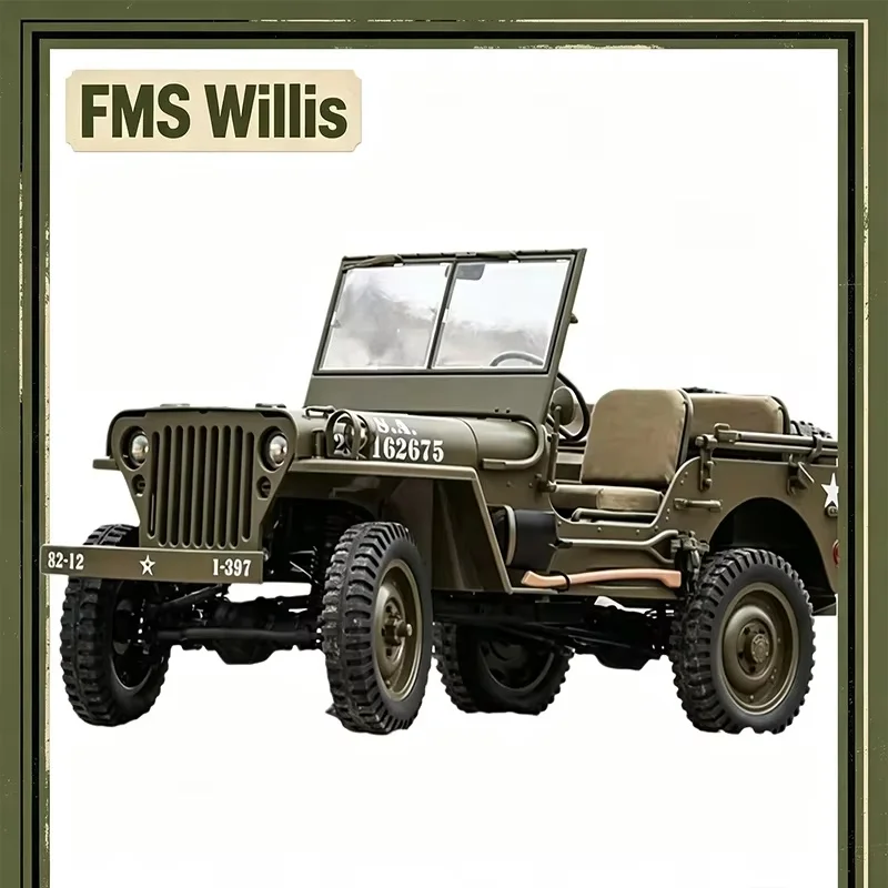 FMS 1/6 RC Rock Crawler, Realistic Willys Licensed Replica, Large 4WD Electric Off-Road RC Truck for Climbing Adventures