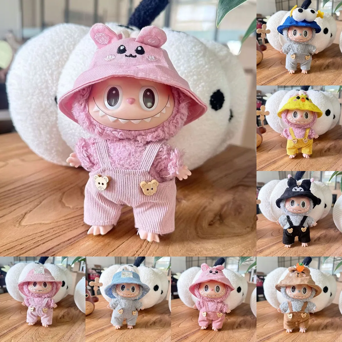 17cm Cute Mini Labubu Clothes Plush Hoodie Idol Dolls Jumpsuit Clothing Bib Pants with Pants Accessories for Korea Kpop Exo