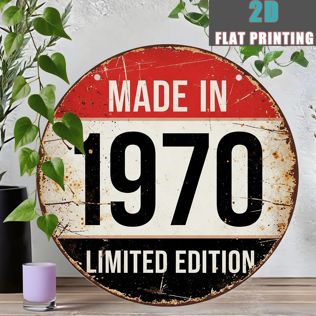 2D Metal Sign Made in 1970 Limited Edition Vintage Distressed Tin Wall Art Plaque Retro Birthday Gift 50th Anniversary Room Deco