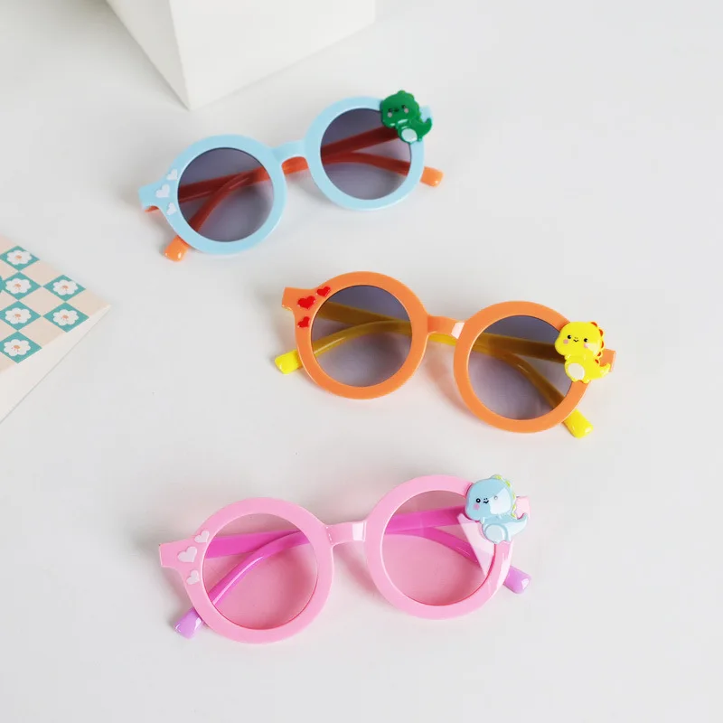 Children Round Sunglasses Girls Cute Dinosaur Decoration Sun Glasses Baby Boys Bunny Heart-shaped Eyeglasses Kids Trends Eyewear