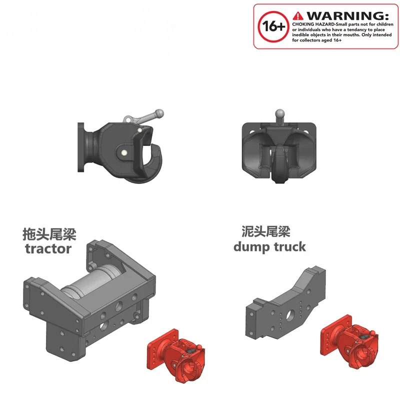 Metal Tailhook for 1/14 Tamiya RC Truck Car Scania 770S BENZ 3363 VOLVO FH16 MAN Diy Parts Toys