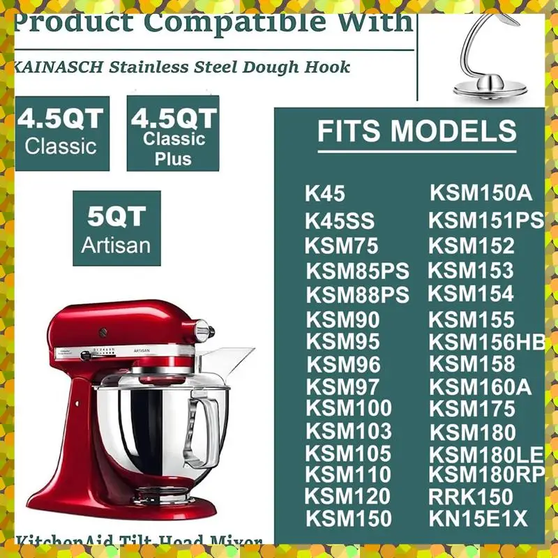 

AGLH Mixers Attachment Flex Edge Beater Dough Hook K45WW 6-Wire Whip For Kitchenaid 4.5-5 Quart Tilt-Head Stand Mixer Parts