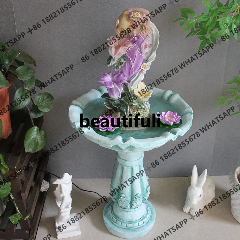 European-style garden fountain water feature, living room, flowing water lucky decoration, gift-giving ornaments