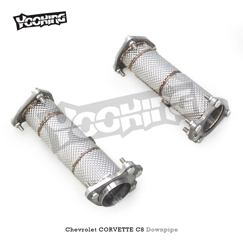 Tubo de escape reto oem para chevrolet corvette c8 2019-2023 tubo de escape de aço inoxidável com escudo térmico tubo de escape de corrida
