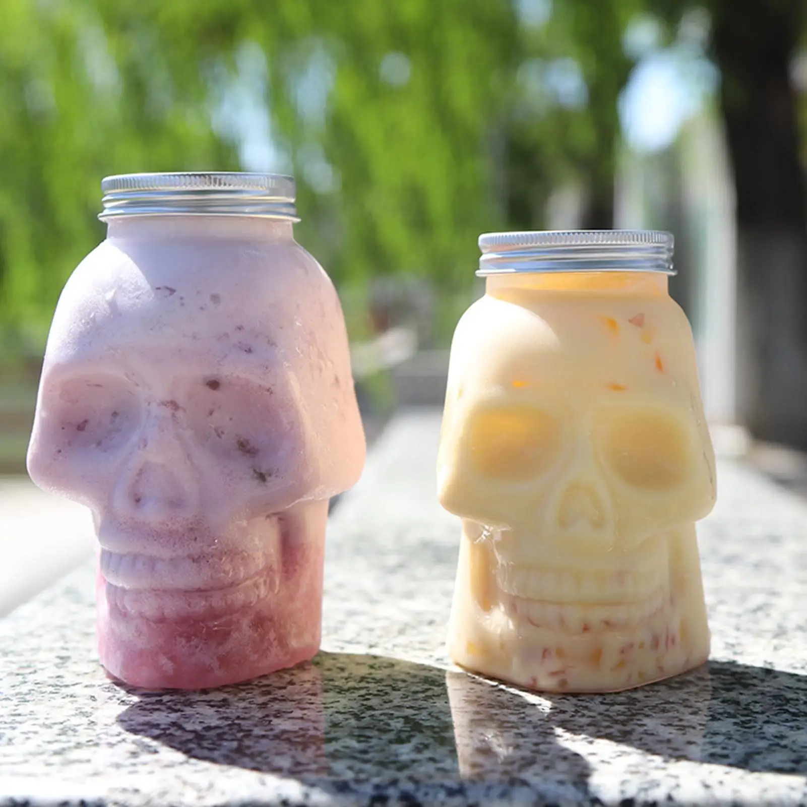 Skull Jars 500ml/800ml Reusable Spooky Decor With Lid Skull Storage Jar Skull Masons Jar For Storing Spices Seasonings​