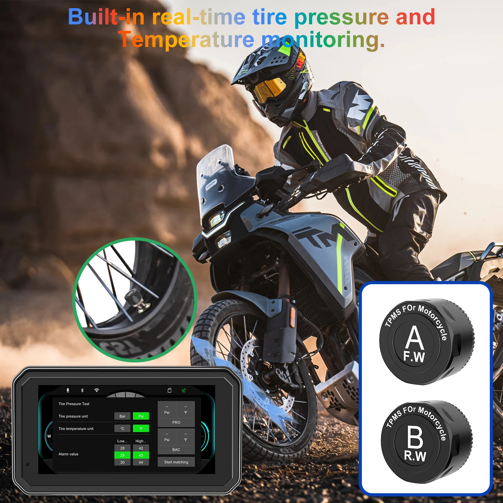 Grabadora de navegación CarPlay inalámbrica Para motocicleta de 6 pulgadas, pantalla de presión de neumáticos, GPS Para Moto Android, accesorios IP67 para moto