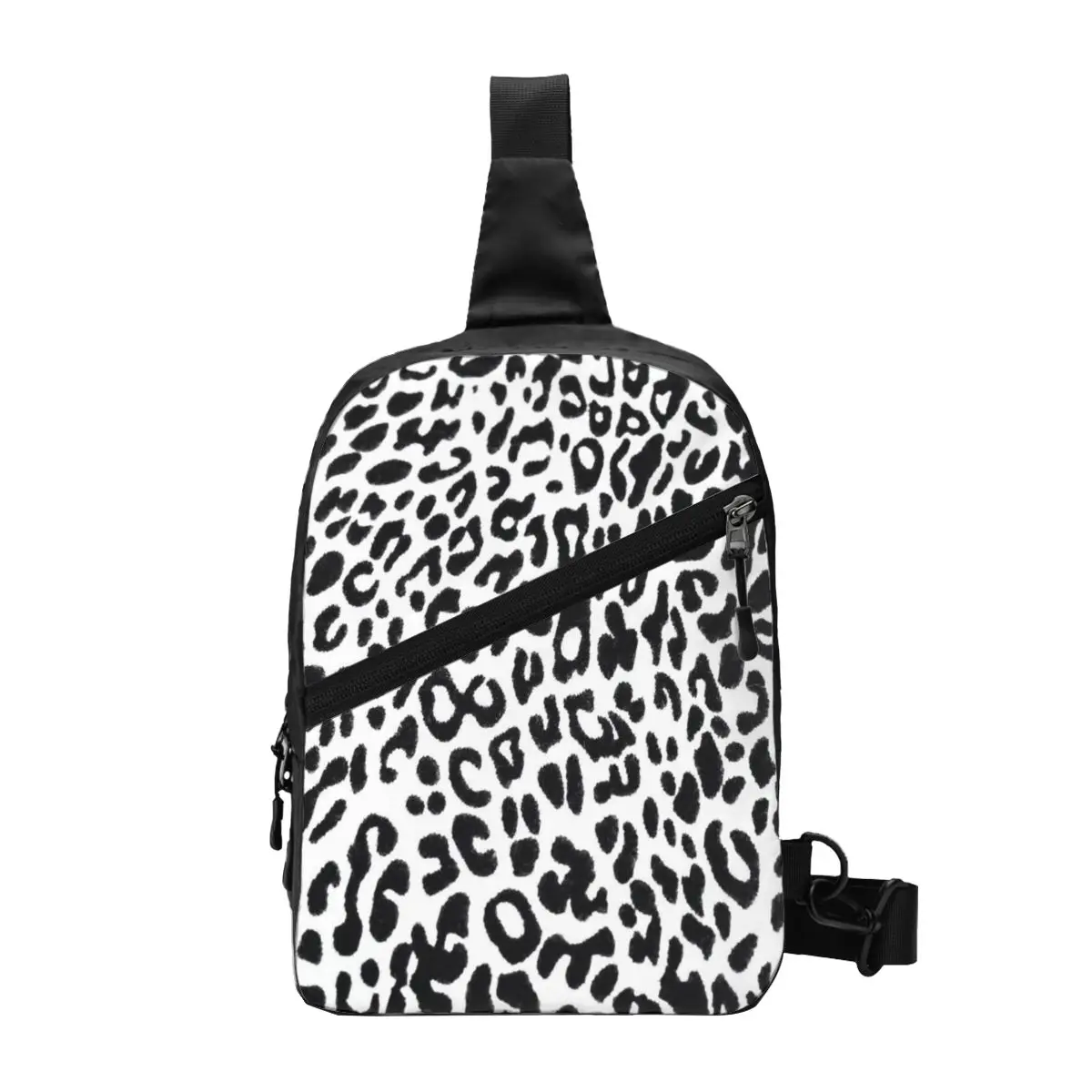 

Custom White Tiger Skin Pattern Sling Chest Crossbody Bag Men Casual Tropical Wild Animal Shoulder Backpack for Hiking