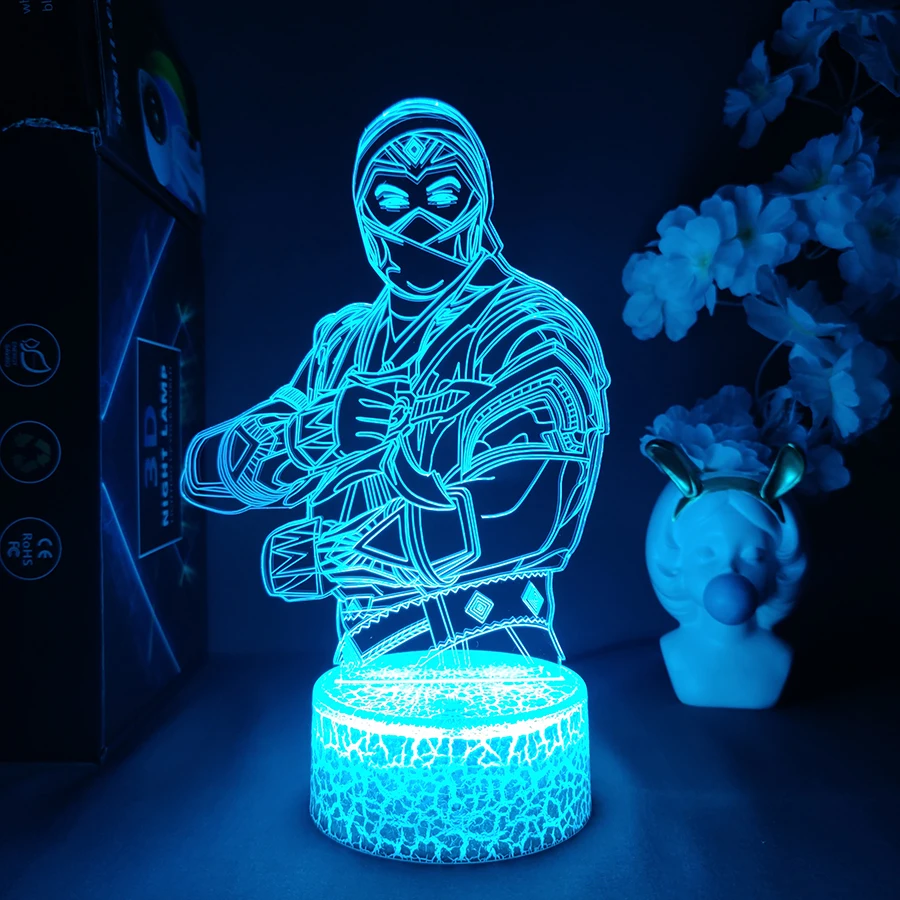 Mortal Kombat 11 Figurine 3D Visual Nightlight Cool Gamer Setup Decoration for Friends Birthday Gift Creative Present for Kids