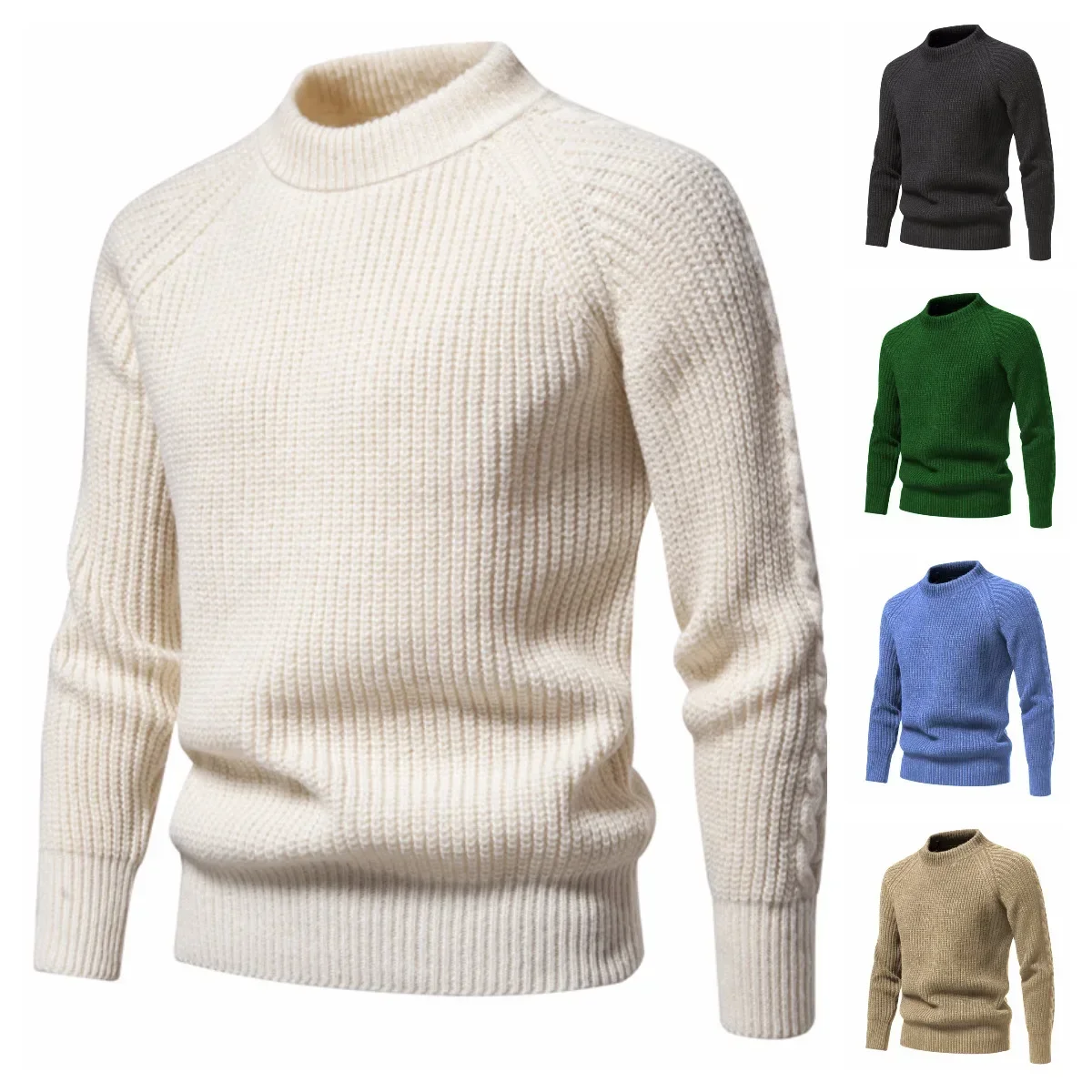 

2023 Men's Autumn and Winter New Comfortable and Casual Solid Round Neck Knit Men's Sweater