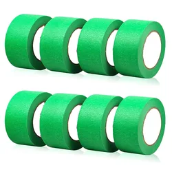 8 Rolls Green Painters Tape 2cm Wide Medium Adhesive Masking Tape Residue-Free Wall Trim Tape for Painting DIY Crafting Decor