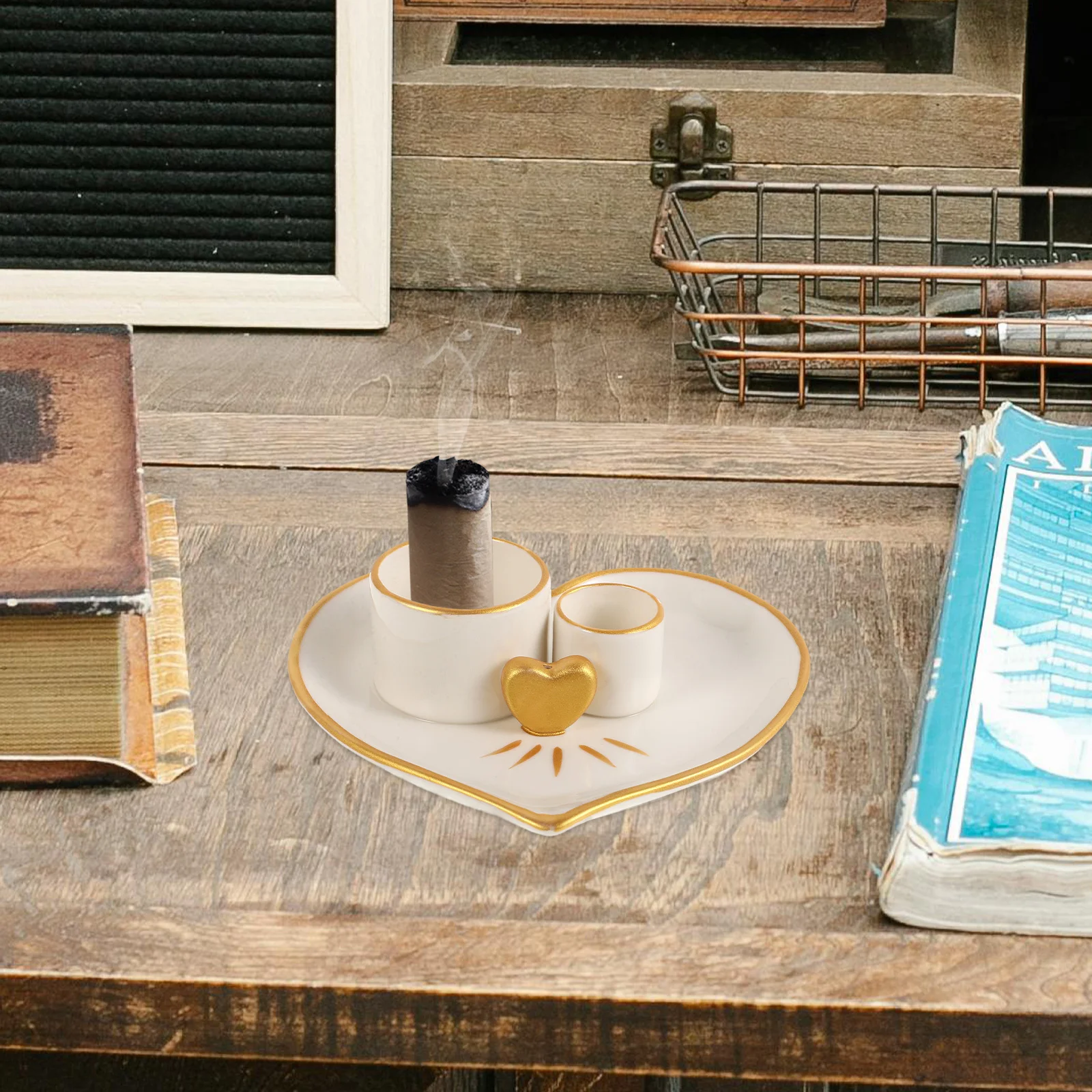 

Ceramic Incense Burner Tray Natural Wood Rod Burner For Sticks Cones Sage Taper Holder Minimalist Home Decor Room