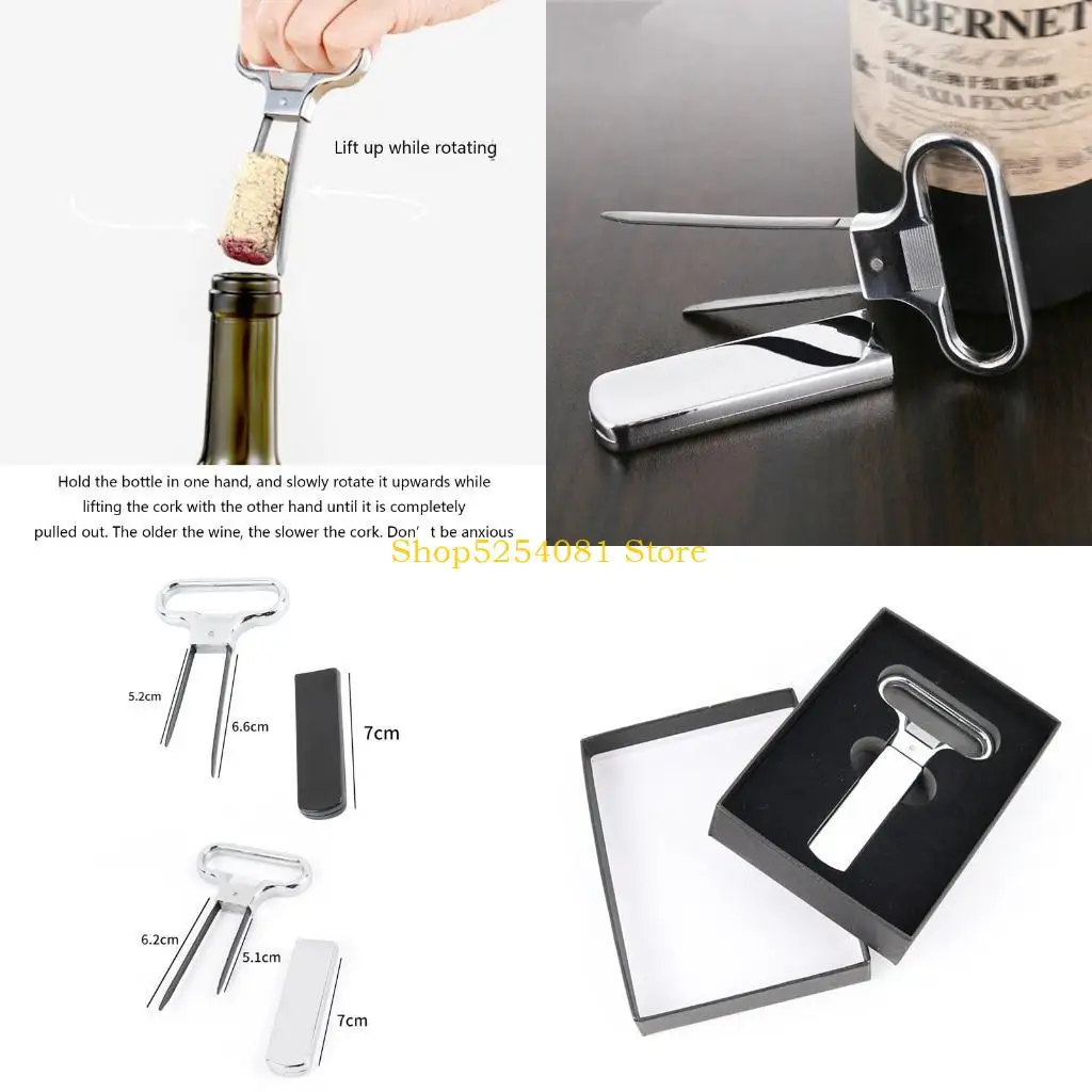 AXYC Portable Wine Bottle Opener Two Prongs Wine Cork Remover Puller Easy to Use