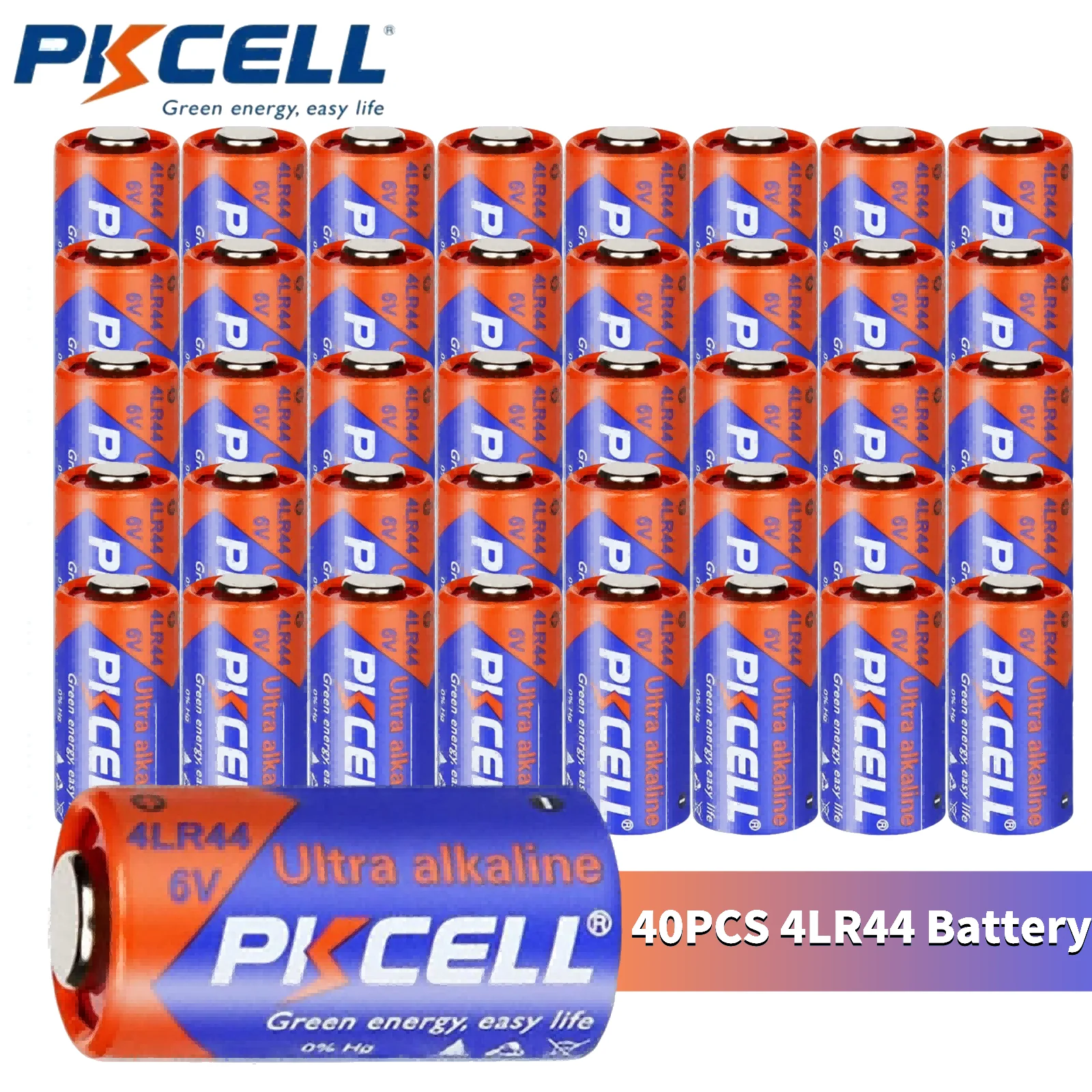 PKCELL 40PCS/2BOX 4LR44 GP476A 4A76 PX28A L1325 6V Battery Alkaline Bark Collar Batteries 6V Alkaline Battery for Dog Collar