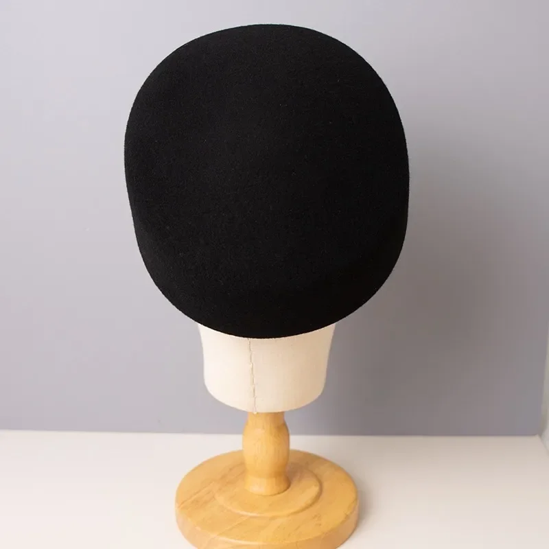 Vintage Hard Top Flache Fedoras Hüte Frauen 100 % Wollfilz Baskenmützen Hut Hochzeit Fascinator Caps Hochzeit Cocktail Party Pillbox Hut – Detail 8