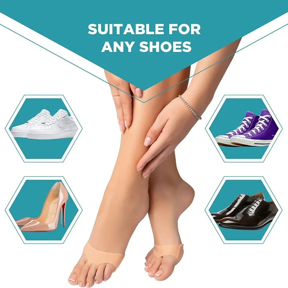 2-piece Foot Care Tools Silicone Patella Pads Toe Separators Muscle Relaxation Foot Pads Orthopedic Massage Insoles Front Socks
