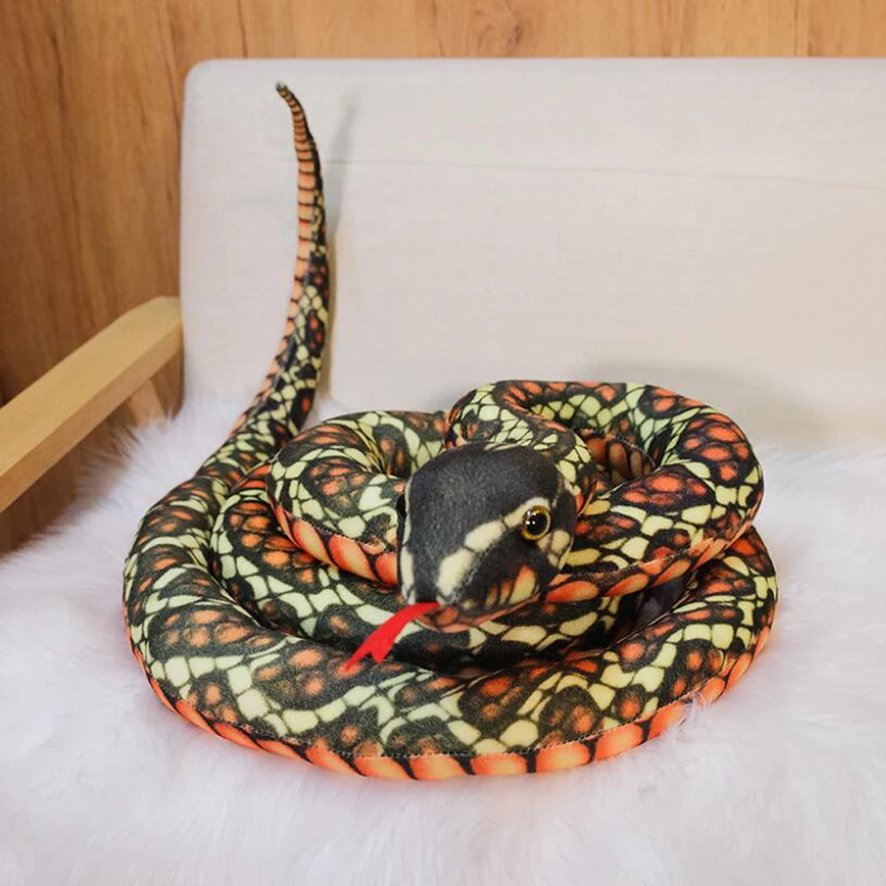 Simulated Snake Multi-colored Python Plush Stuffed Toy