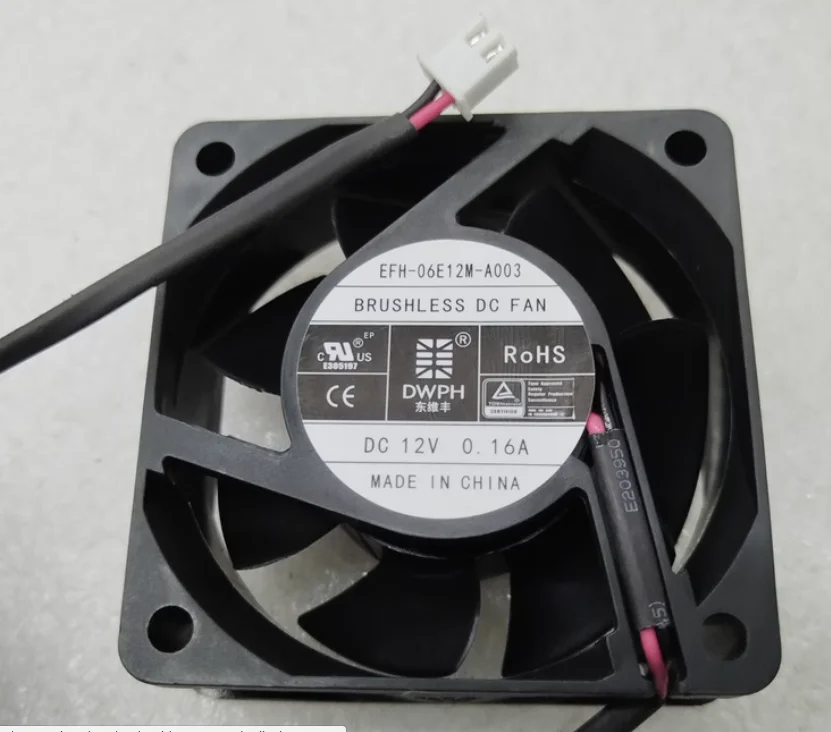 DWPH EFH-06E12M-A003 DC 12V 0.16A 60x60x25mm 2-Wire Server Cooling Fan
