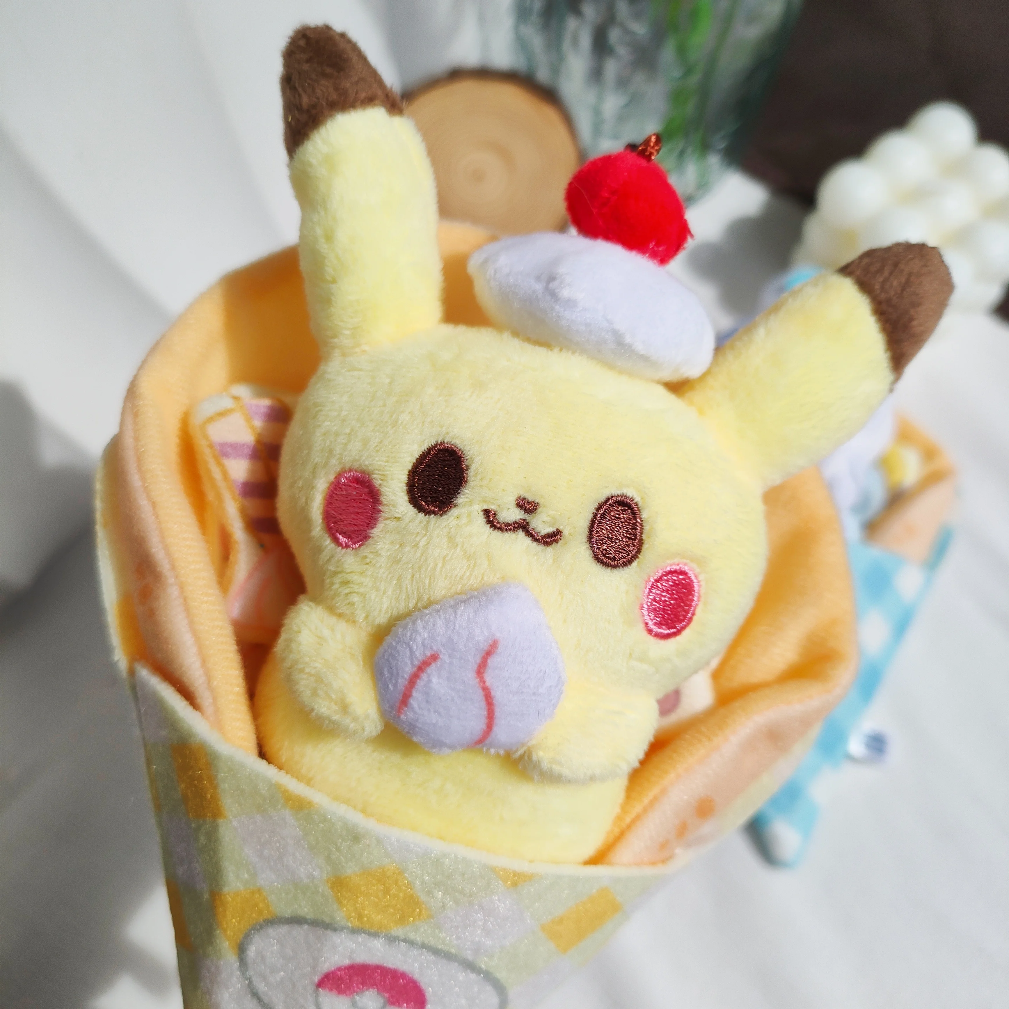 Kawaii Cone Wrapped Cartoon Creature Plush Doll Soft Stuffed Toy Desktop Ornament Kids Festival Gift