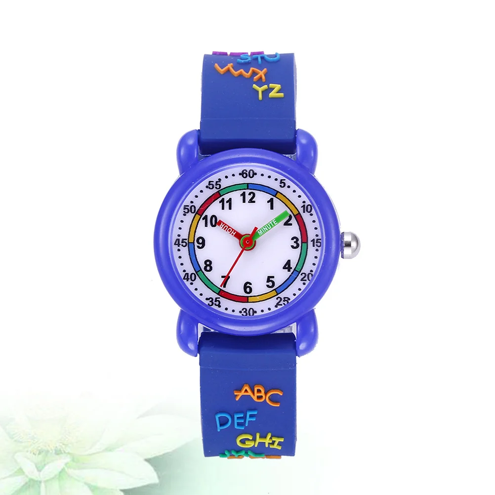 1Pcs Cartoon Pattern Kids Watch Waterproof Adjustable Strap Quartz Movement Casual Wristwatch Boys Girls Gift Blue
