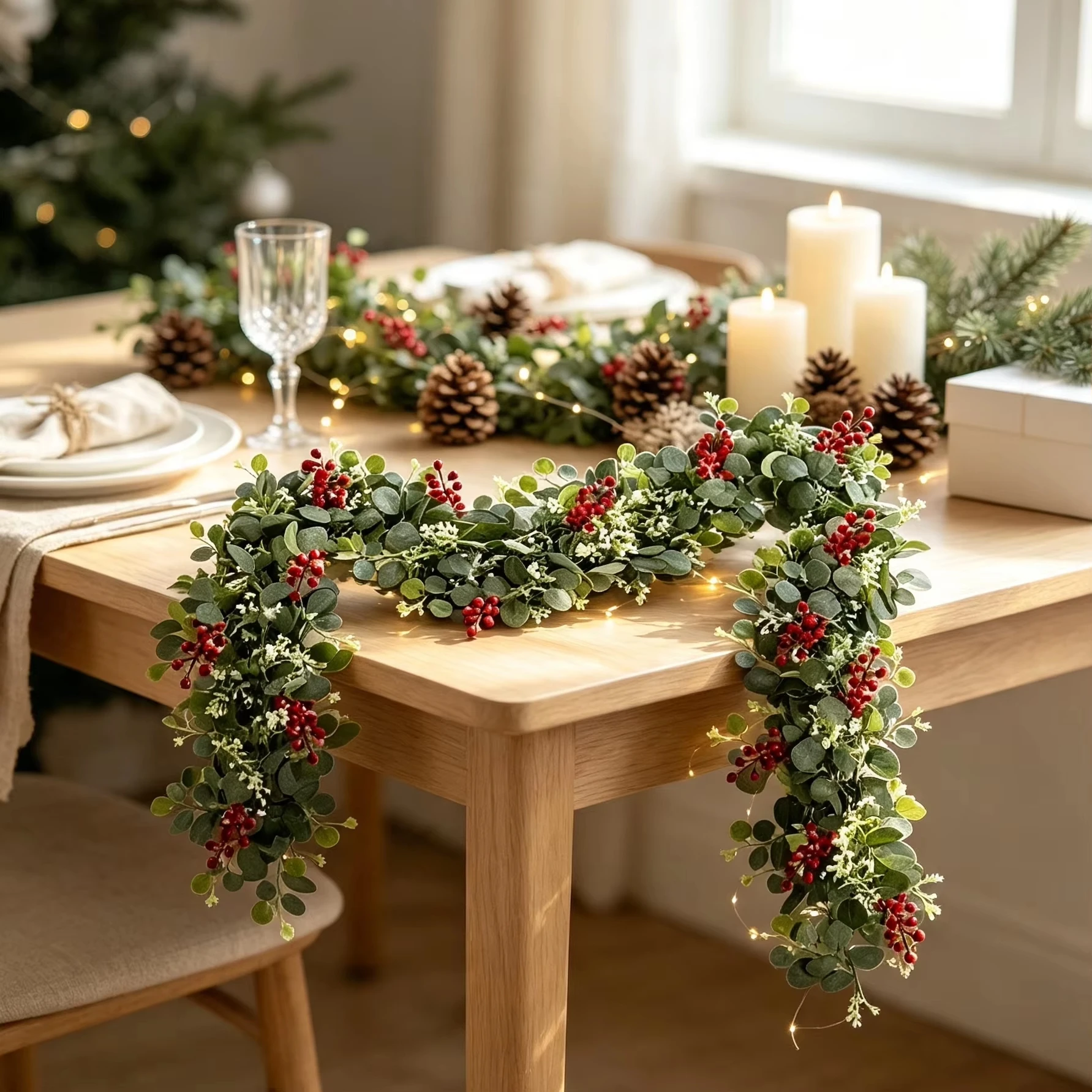 Künstliche Grünpflanzen, Ranken, Weihnachtsdekoration für draußen, Feiertagspartys, Geschäfte, Hochzeitsgirlanden, Wandbögen, DIY-Dekorationsgeschenke