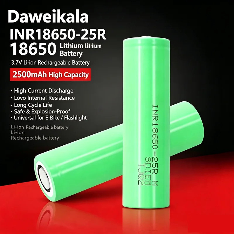 1-10PCS Daweikala 25R 18650 2500mAh High Drain 20A 3.7V Li-ion Rechargeable Battery For Flashlight Power Tools Torch Headlamp