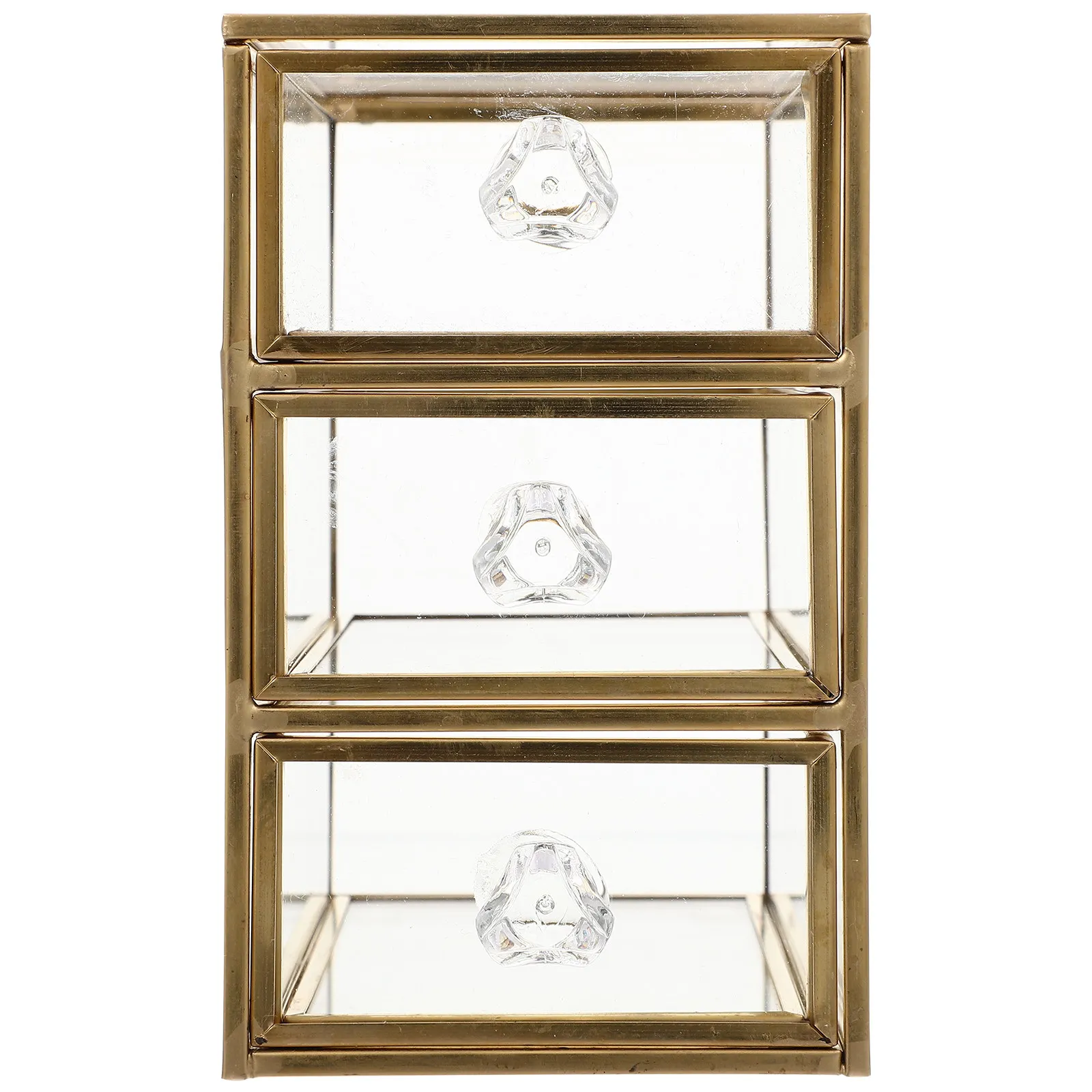3-Tier Drawer Jewelry Storage Box Transparent Dustproof Organizer Desktop Makeup Holder for Lipstick Nail Polish