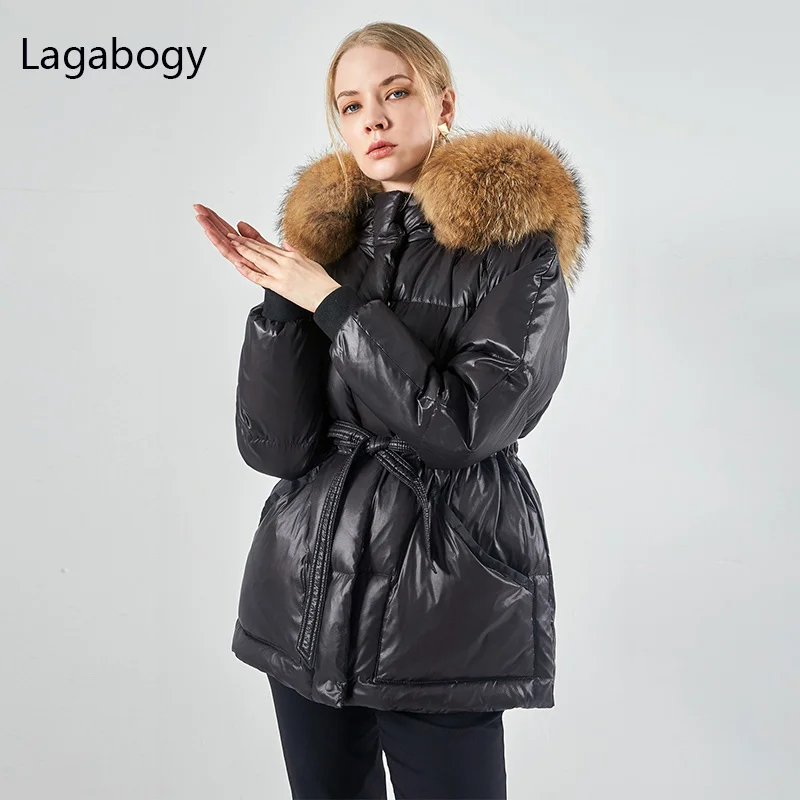 

Parkas Duck 2023 90% White Winter Women Down Jacket Large Real Natural Fur Female Hooded Warm Puffer Coat Loose Outwear