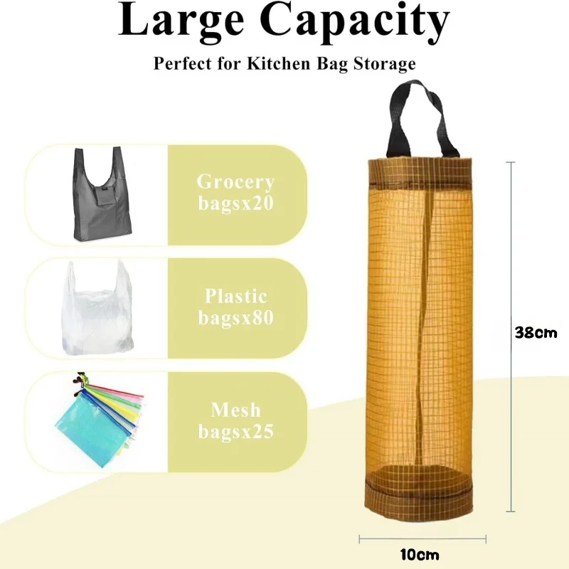 5Pcs Kitchen Plastic Bag Holder Garbage Bag Hanging Storage Dispenser Mesh Grocery Bags Organizer Household Trash Bag Collector