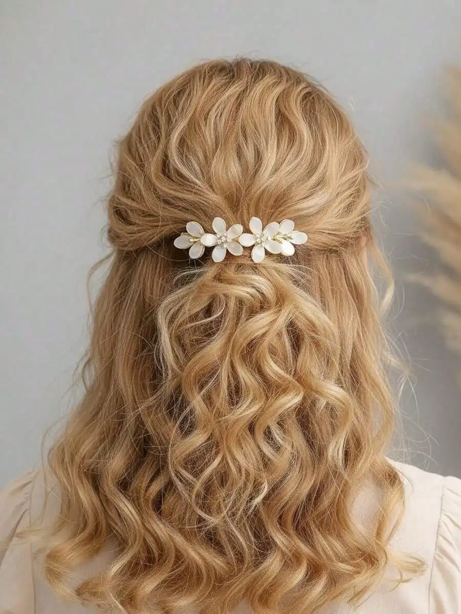 

1pc Korean-style oversized bow hair clip, crystal hair claw clip, hairpin, hair accessory