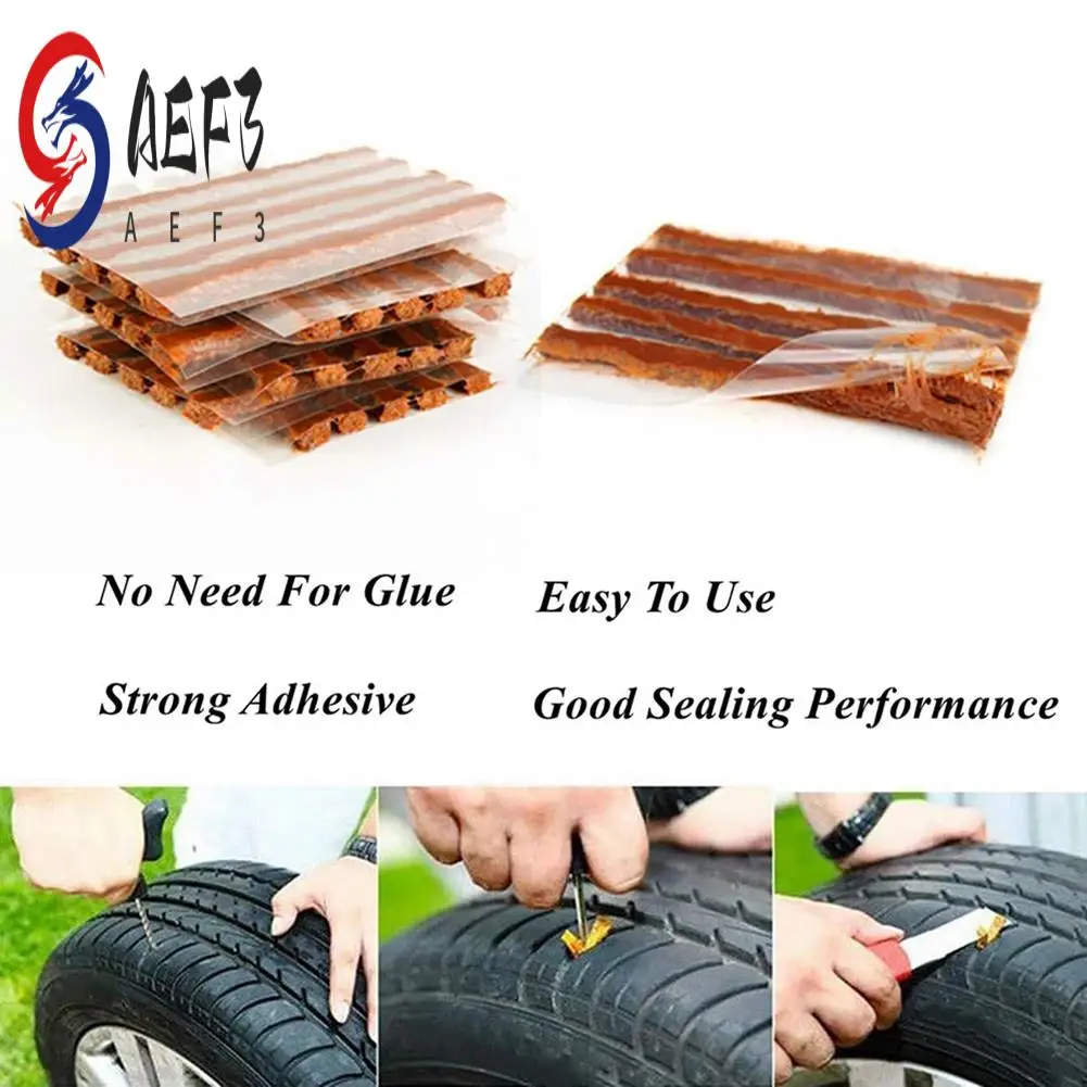 

AEF3-100PCS Car Tubeless Tire Puncture Repair Tool Rubber Strips Stiring Plug Garage Seal Patch For Tyre Maintenan Universal