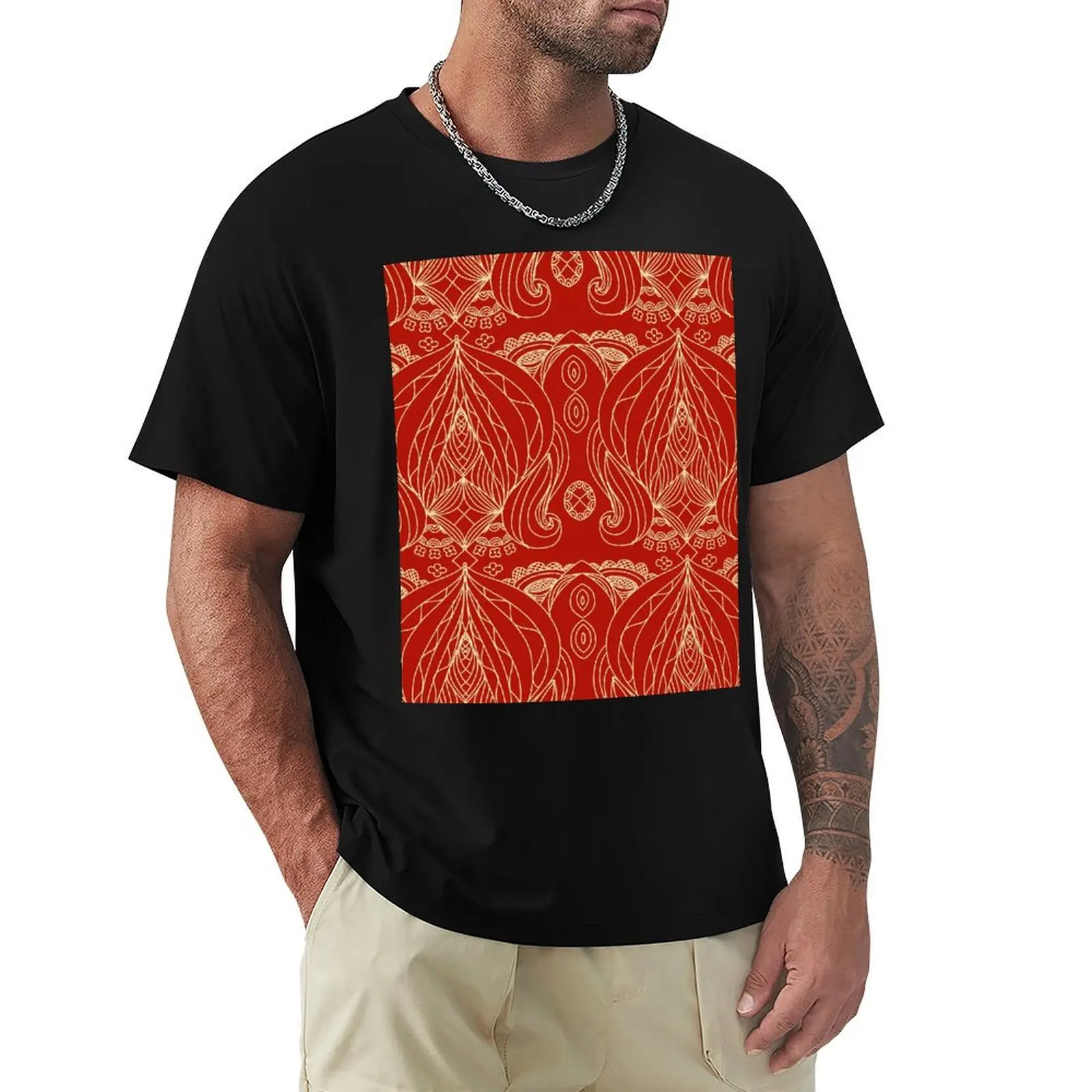 Royal Red Temple T-Shirt Work Daily Short Sleeve Top