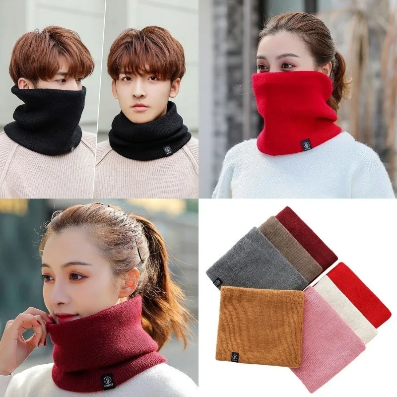 Unisex Fleece Lined Thickened Neck Gaiter for Winter Outdoor Cycling Face Cover Versatile Knitted Neck Warmer XKDWB01