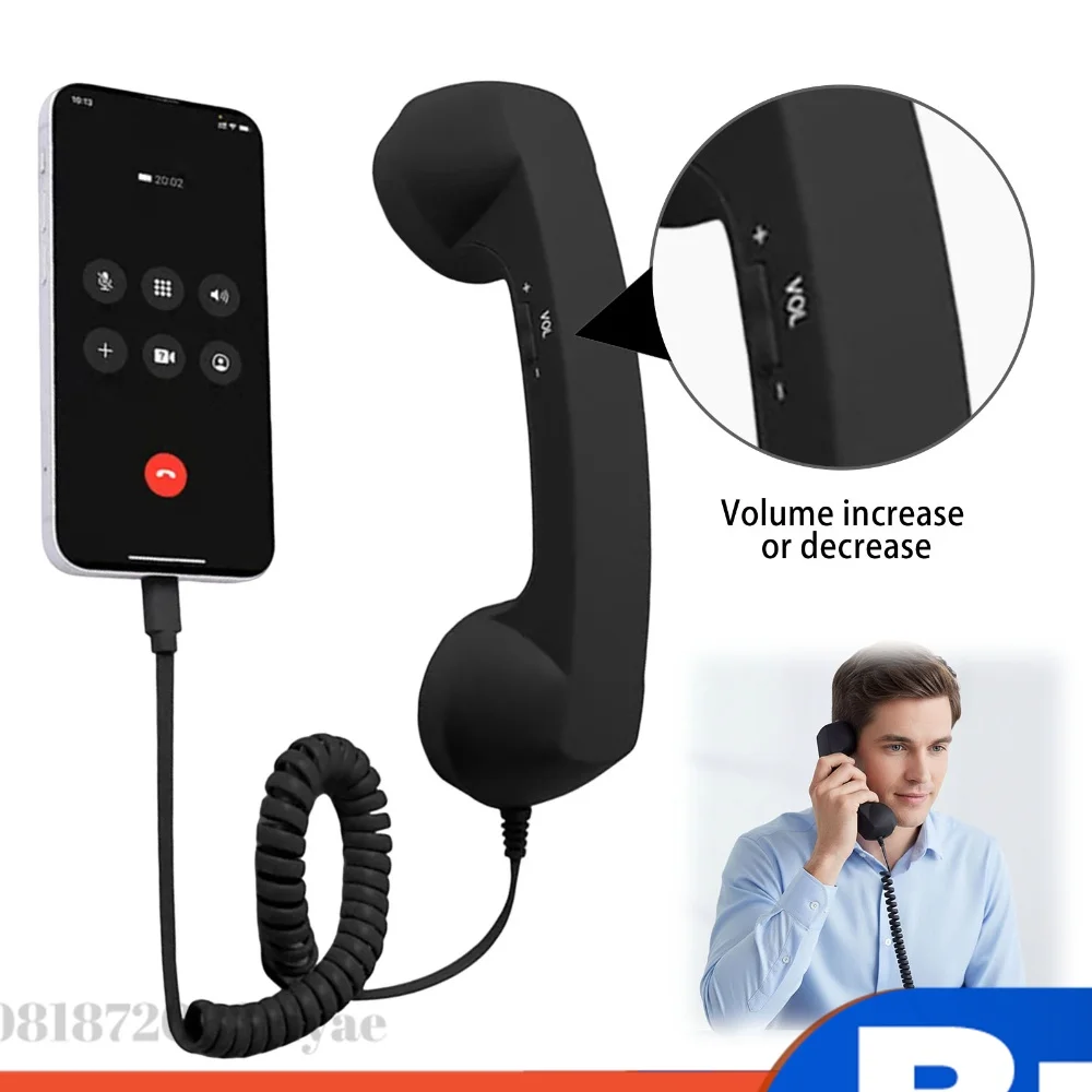 Telephone Wired Handsets Type-C Creative Telephone Head Set Portable Vintage Phone Headset for Cell Mobile Video Conferences