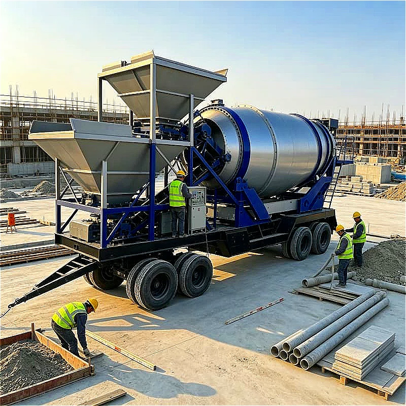 Portable Concrete Batch Plant 30m3/h With Aggregate Hopper For Small Precast Yard Rural Road Project Customized