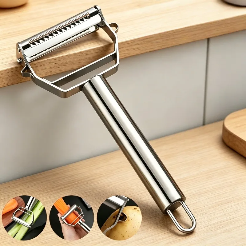 Pelapatate in Acciaio Inox per Frutta e Verdura, Grattugia Multifunzionale per Patate, Carote, Cetrioli, Utensile da Cucina