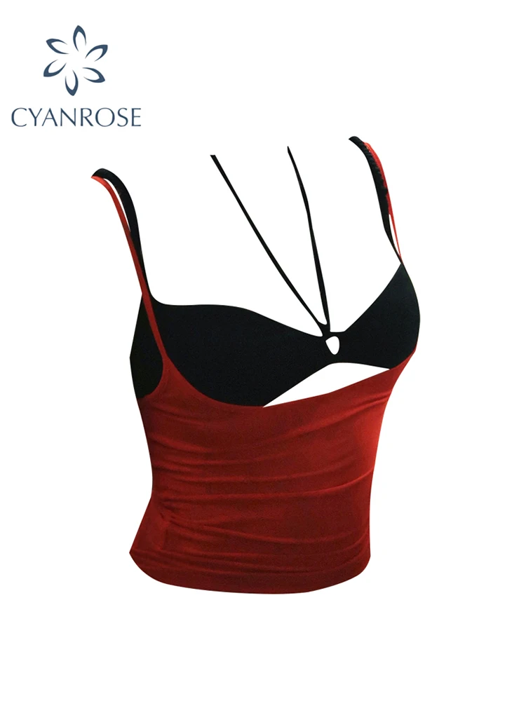 feminino rojo crop top vintage y2k camisola moda sem mangas fora do ombro oco para fora espartilho topo 2000s roupas de moda 2024 verรฃo