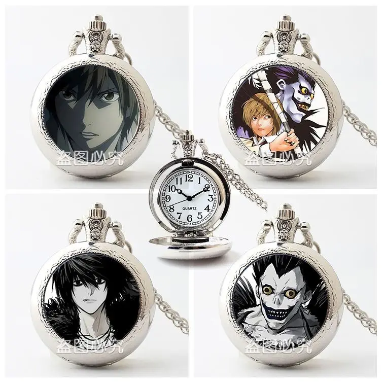 Death Note Light Yagami Pocket Watch, Student Necklace Watch, Flip Clock, Custom Photo