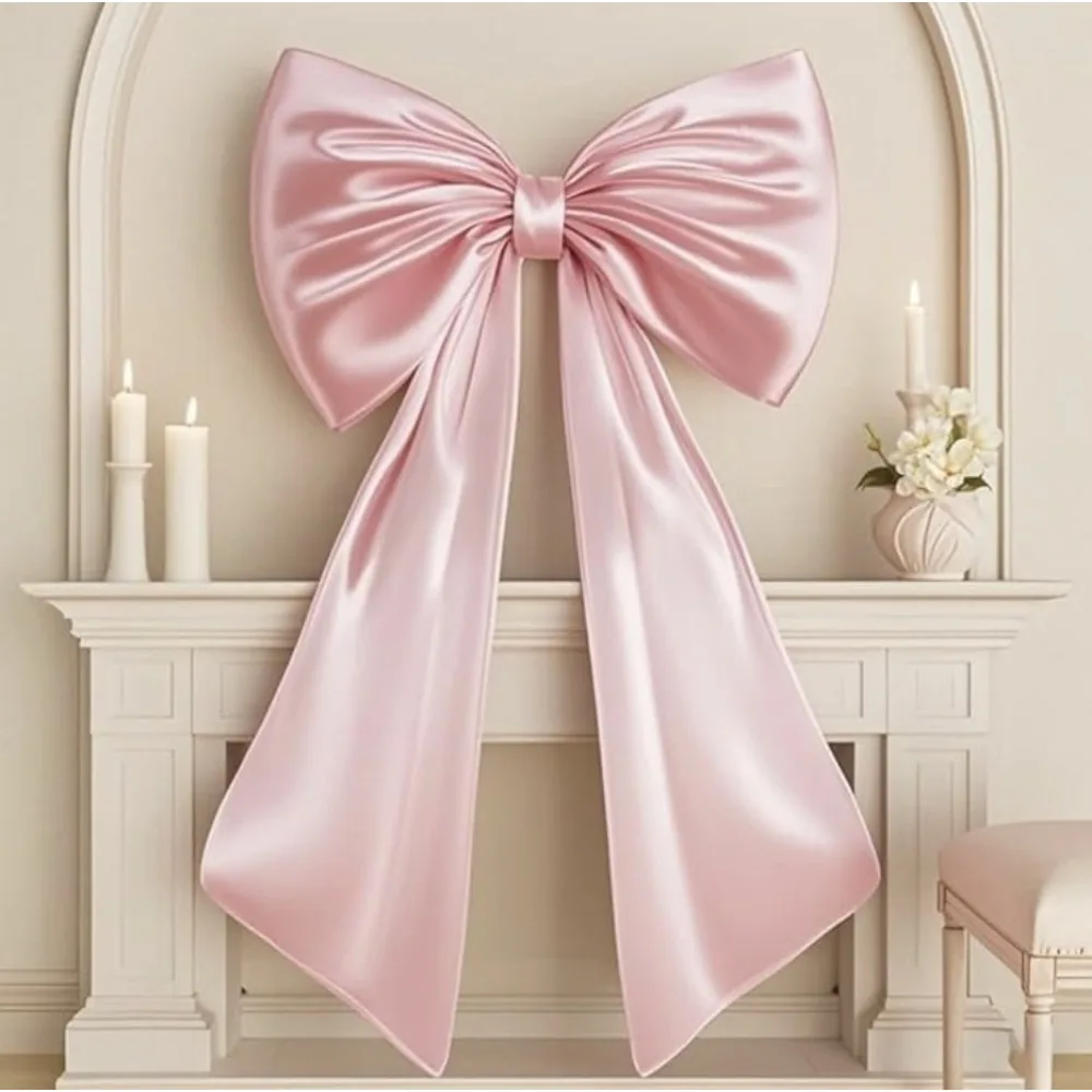 Decoraciones para fiesta temáticas con lazo grande, adorno para árbol de Navidad, cinta con lazo para Navidad, boda, fiesta de cumpleaños, decoración colgante de pared, 1 ud.