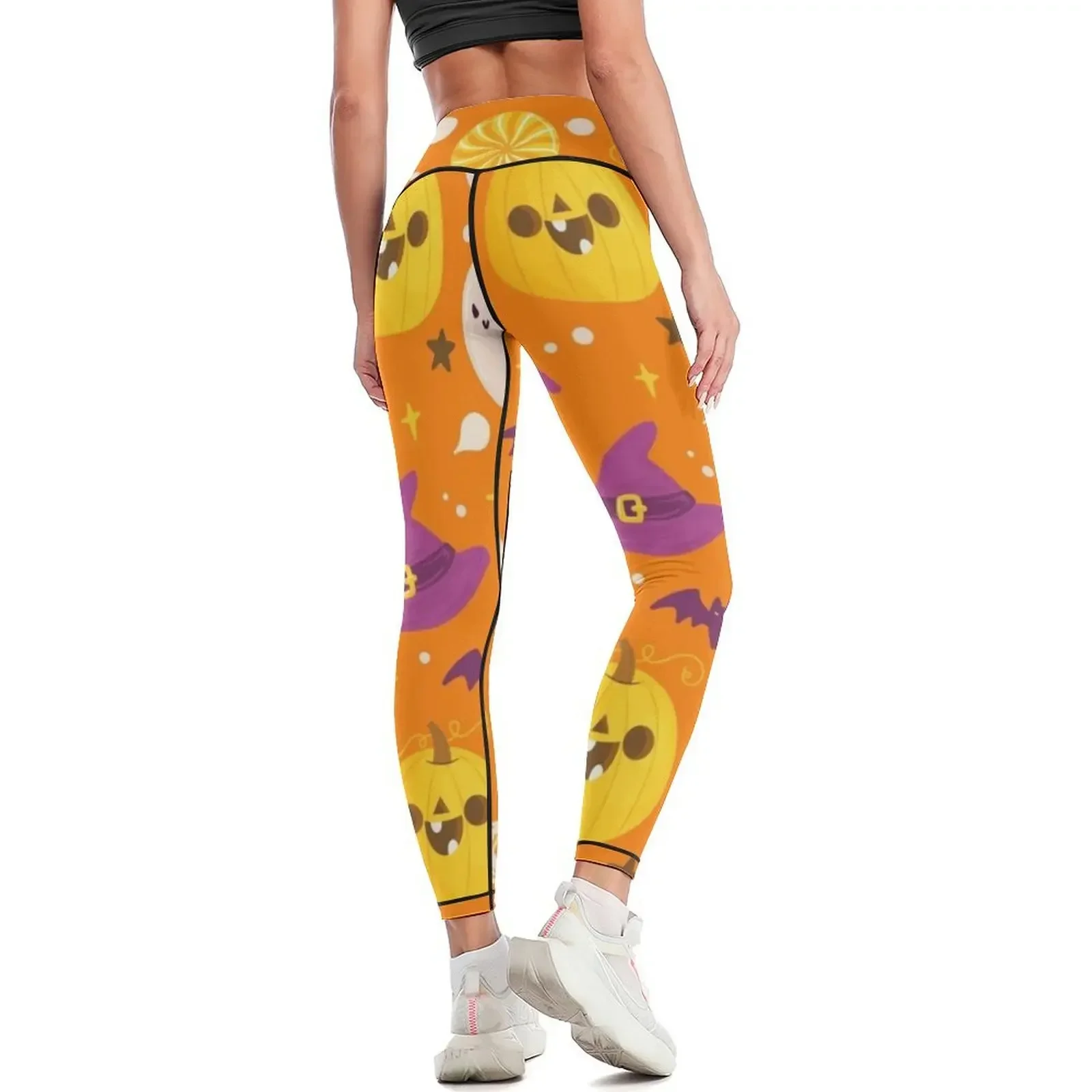 هالوين زاحف اليقطين شبح الروح الساحرات قبعة نمط طماق الصالة الرياضية الملابس النسائية السراويل الرياضية المرأة الصالة الرياضية المرأة طماق #3