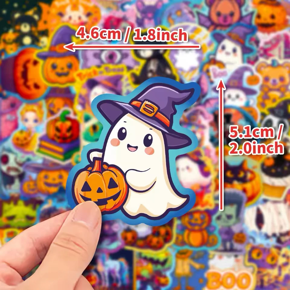 50PCS Retro Halloween Stickers Terrifying Pumpkin Luggage Phone Graffiti Laptop Wall Scrapbook Motorcycle DIY Gifts
