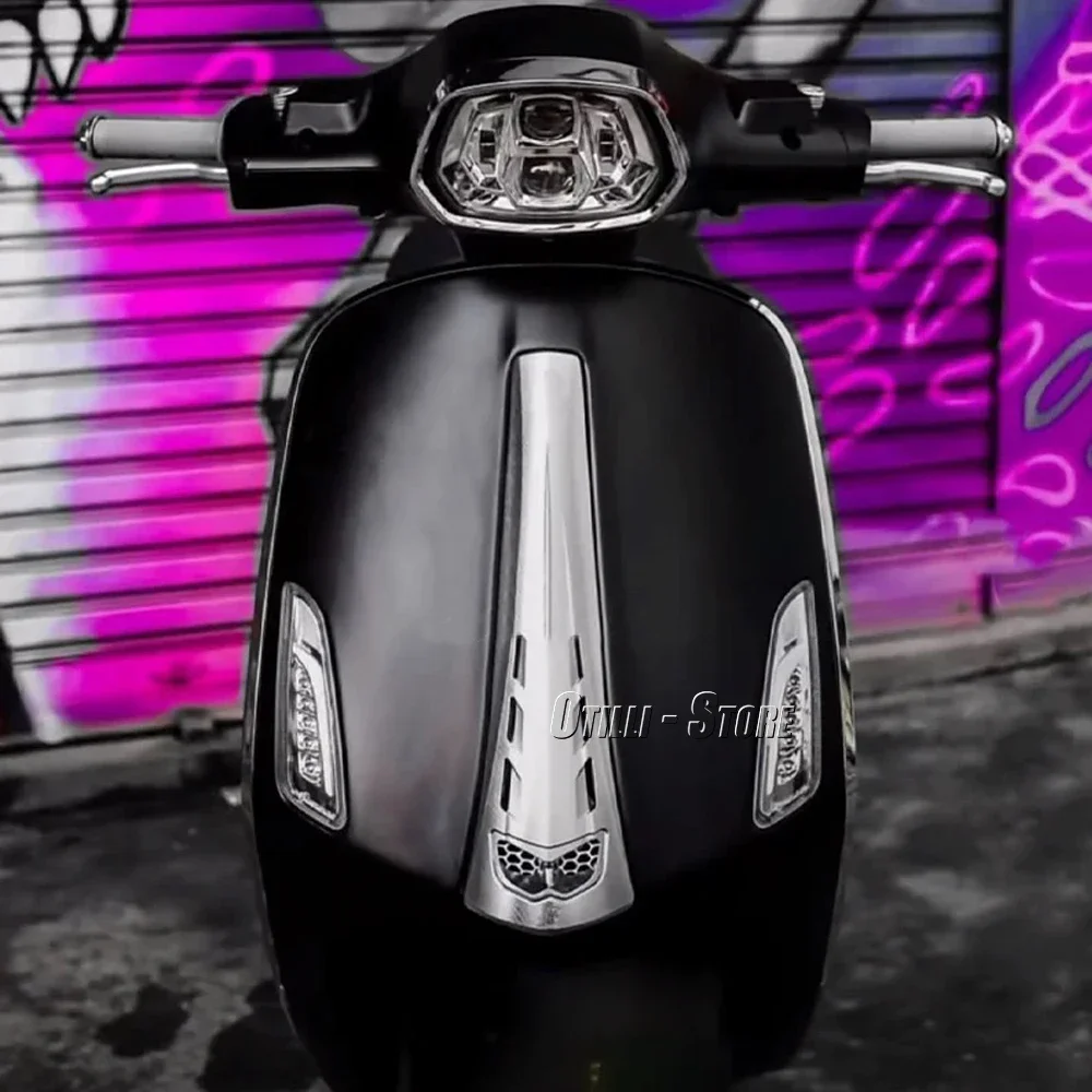 Para Vespa Sprint Primavera 50 125 150 cubierta de bocina de cinturón delantero de motocicleta accesorios de carenado piezas cromadas doradas, negras, plateadas y rojas