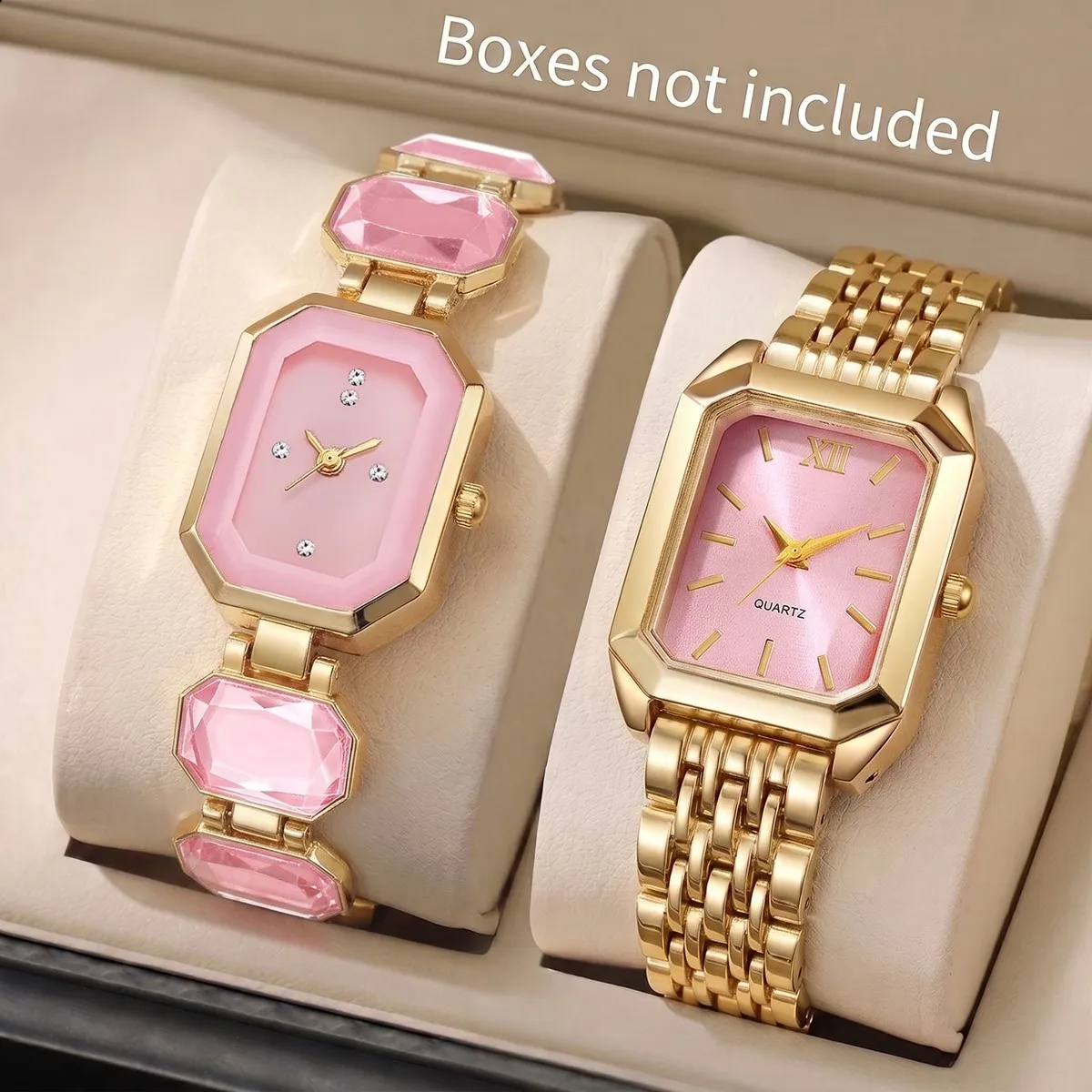 2Pcs Fashionable Women's Quartz Watches, Simple Dial, Small Square Dial, Daily Wear, Commuting to Work, Fashion Accessory