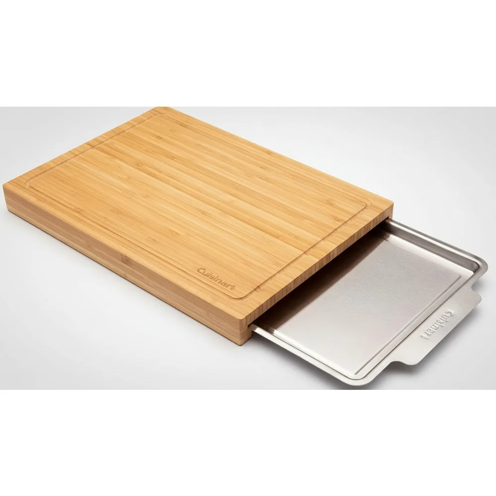 

Bamboo Cutting Board with Hidden Tray, Multifunctional Kitchen Prep Tool for Home Chefs and Grilling Enthusiasts